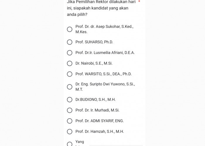 Survei Laboratorium Politik Lokal dan Otonomi Daerah JIP FISIP, 8 Nama Muncul Sebagai Calon Rektor Unila 