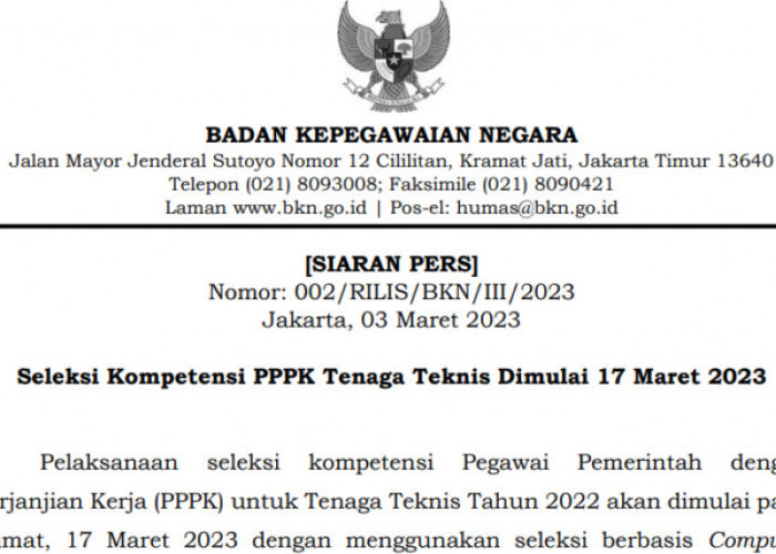 Siap-siap, Seleksi Kompetensi PPPK Tenaga Teknis akan Dimulai, Catat Tanggalnya
