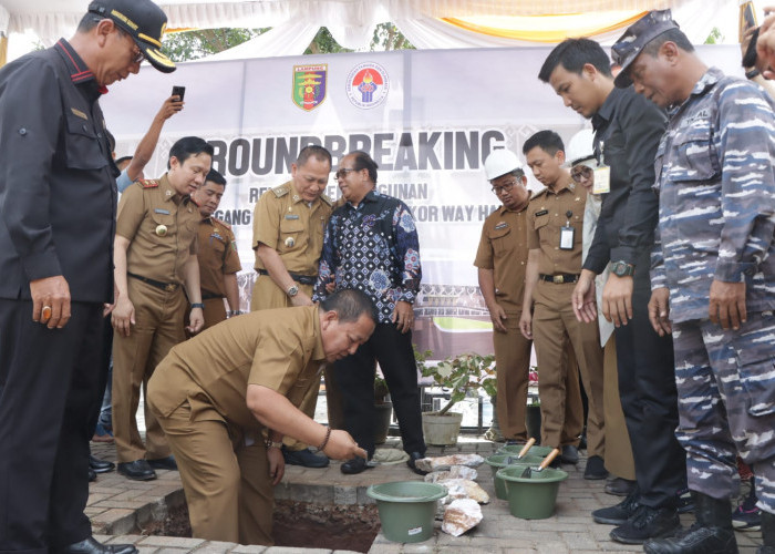 Ground Breaking GOR Saburai di PKOR Wayhalim, Jadi Lokasi Baru Dengan Kapasitas 1.500 Penonton