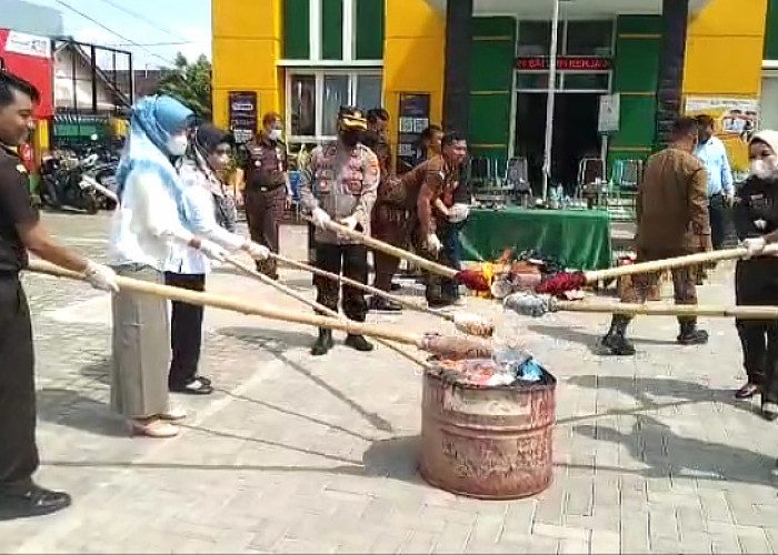 Kejari Pesawaran Musnahkan Barang Bukti, Terbanyak Dari Kasus Ini 
