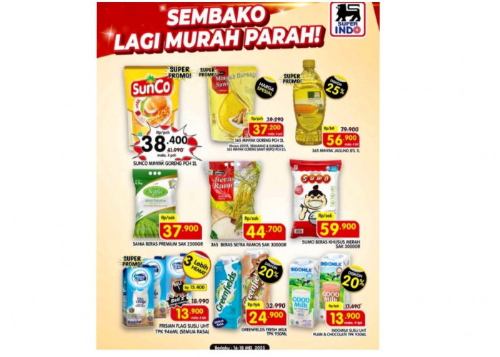 Promo JSM Superindo 16-18 Mei 2025, Belanja Murah Minyak Goreng Hingga Super Promo Susu UHT 