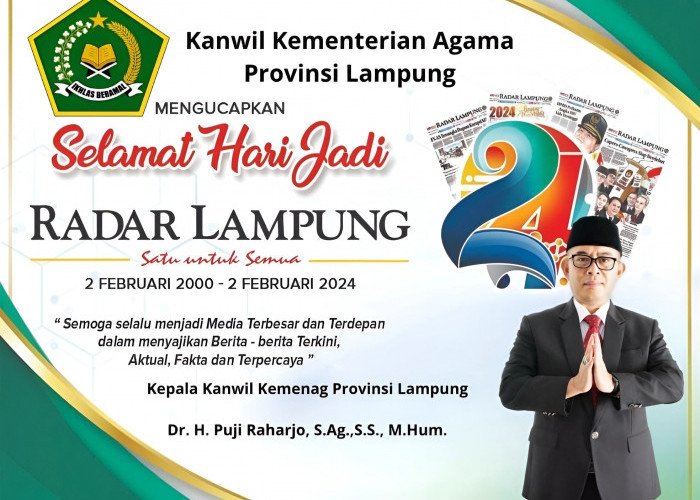 Kepala Kanwil Kemenag Lampung: Selamat HUT ke 24 Tahun Radar Lampung 