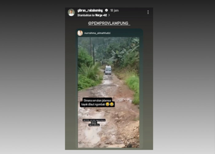 Viral, Wapres Gibran Repost Video Instastory Jalan Rusak di Lampung