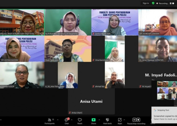 Pertemuan Virtual, Jurusan Administrasi Negara Fisip Unila - UiTM Malaysia Inisiasi Kerjasama Internasional