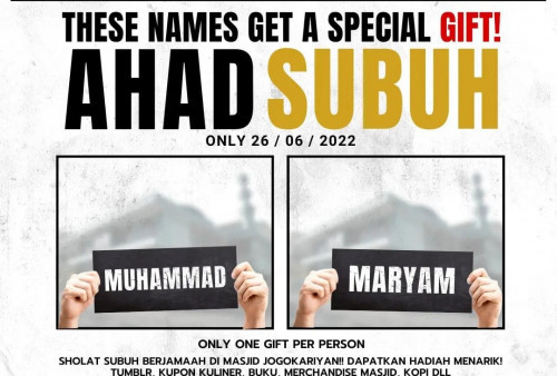 Balasan Keren Kasus Holywings, Masjid Jogokariyan Beri Hadial Spesial untuk Nama Muhammad dan Maryam