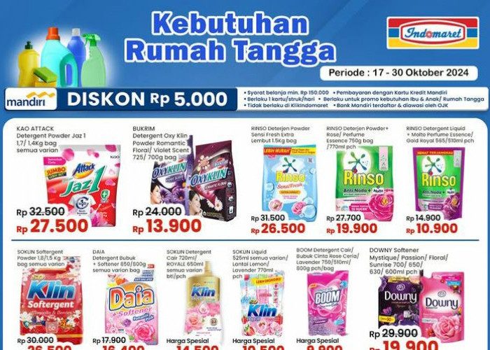 Promo Indomaret Jumat 25 Oktober 2024, Dapatkan Diskon Spesial Detergent Bubuk Rp 16 Ribu
