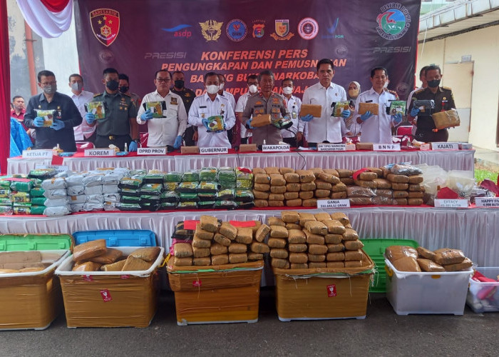 Musnahkan Barang Bukti Narkoba Ratusan Kilogram dan Ribuan Pil Terlarang, Begini Atensi Polda Lampung