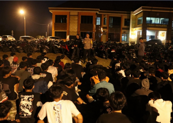 Ratusan Pemuda Tertangkap Razia Polres Pringsewu, 292 Sepeda Motor Diamankan