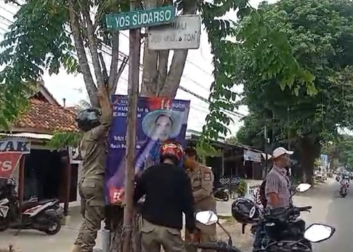 Satpol PP bersama Bawaslu akan Terus Tertibkan APK yang Terpasang Melanggar