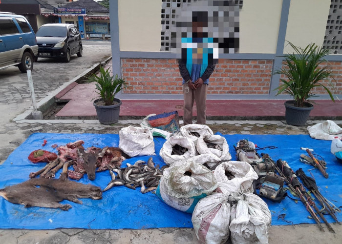 Polres Lampung Timur Amankan Pemburu Liar, Ini Barang Buktinya