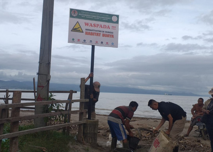 Akhirnya, BKSDA Pasang Pelang Imbauan Waspada Buaya di Wonosobo 