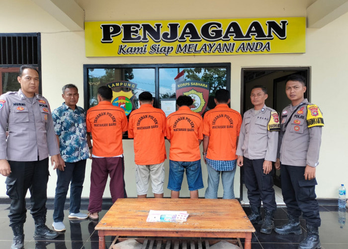 Polsek Mataram Baru Lampung Timur Amankan 4 Penjudi Kartu Leng