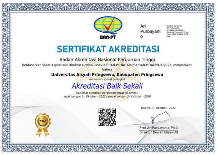 Selamat! Universitas Aisyah Pringsewu Raih Akreditasi Baik Sekali