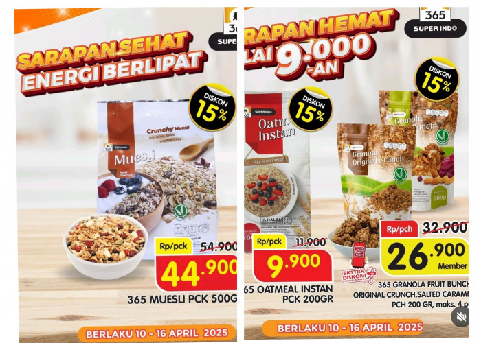 Promo Superindo sampai 16 April 2025 Untuk Sarapan Sehat, Hemat dan Energi Berlipat 