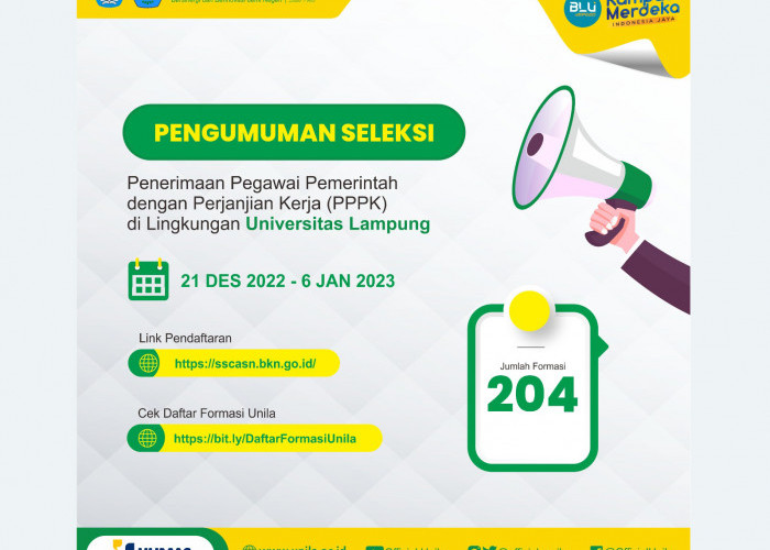 Unila Buka Rekrutmen PPPK, Simak Rincian Formasinya 