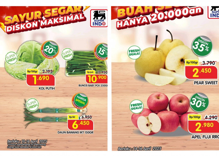 Diskon Maksimal Promo Buah dan Sayur Segar di Superindo, Harga Spesial Hingga Diskon 35 Persen 