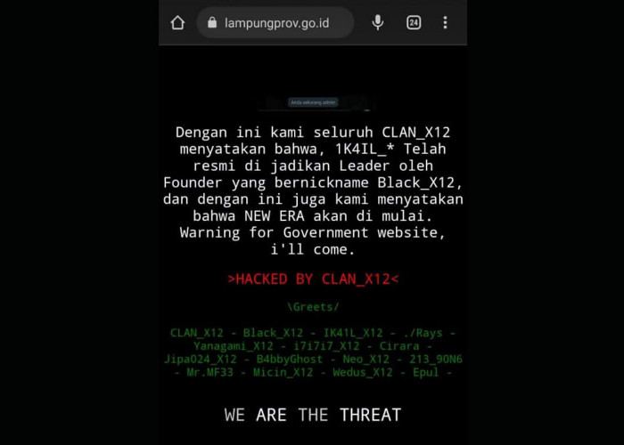 Waduh! Website Pemprov Lampung Diretas 