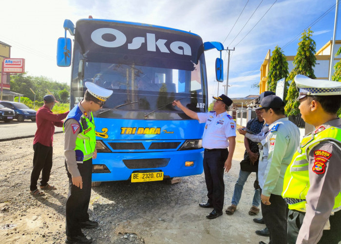 Persiapan Mudik Lebaran, Satlantas Polres Mesuji Gelar Ramp Cek Angkutan Umum
