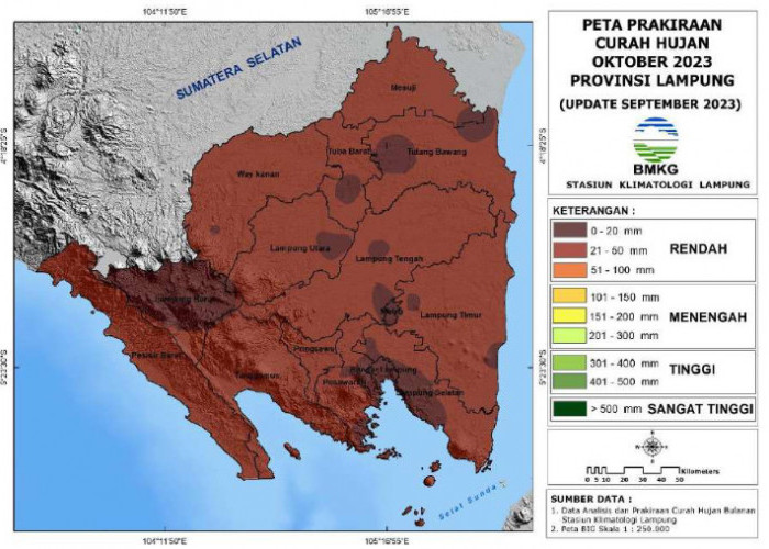 Oktober Curah Hujan di Provinsi Lampung Masih Rendah