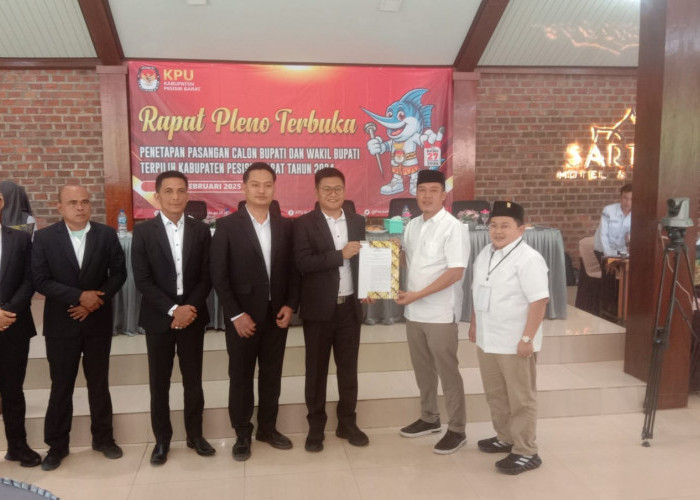 KPU Pesisir Barat Tetapkan Dedi Irawan dan Irawan Topani sebagai Bupati dan Wakil Bupati Terpilih