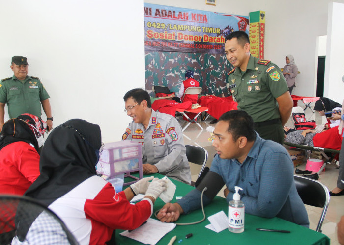 HUT ke-77 TNI, Kodim 0429 Lampung Timur Gelar Baksos Donor Darah