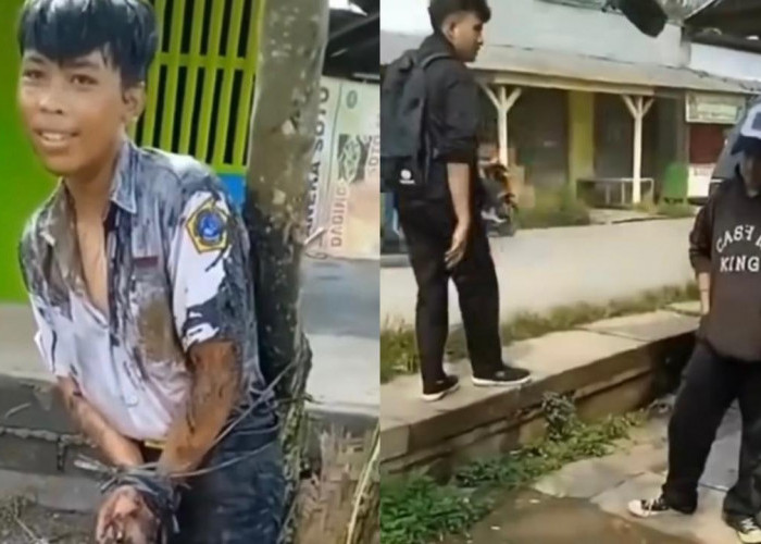 Miris, Siswa Sekolah Diduga Dibully, Tubuhnya Diikat Ke Pohon Dan Disiram Air Got