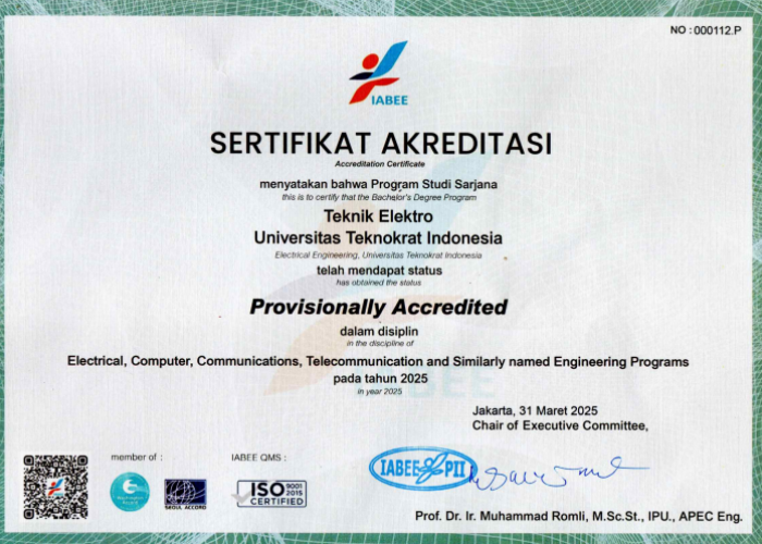Langkah Strategis Menuju Standar Internasional, Program Studi Teknik Elektro Teknokrat Raih IABEE