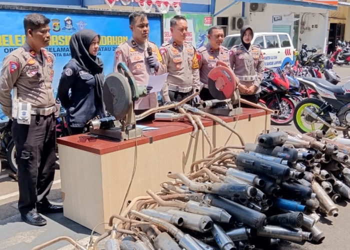 Hasil Operasi Keselamatan Krakatau Polesta Bandar Lampung, Ratusan Knalpot Brong Disita