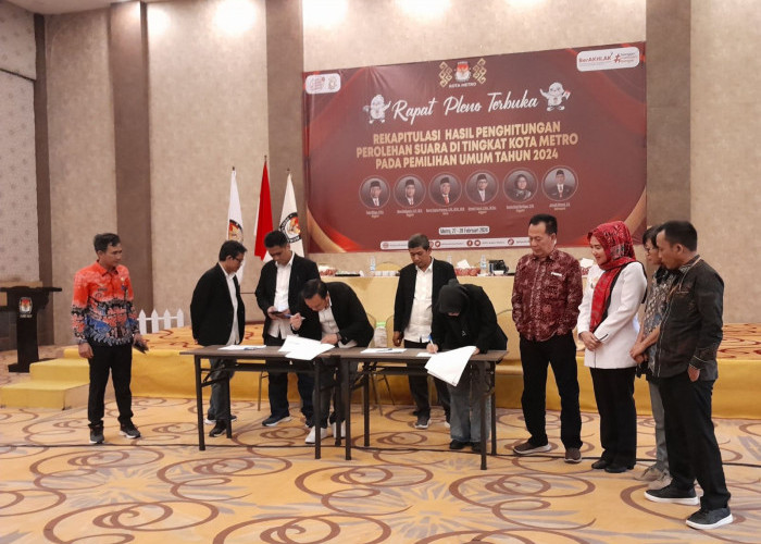 KPU Metro Selesaikan Rapat Pleno Terbuka Rekapitulasi, Tingkat Pemilih Capai 83 Persen