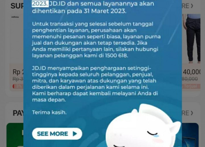 Berhenti Beroperasi, JD.ID Setop Terima Pesanan Mulai 15 Februari 2023