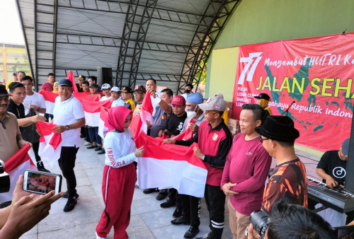 Masyarakat Antusias Ikuti Jslan Sehat HUT ke 77 Tahun RI di Tubaba