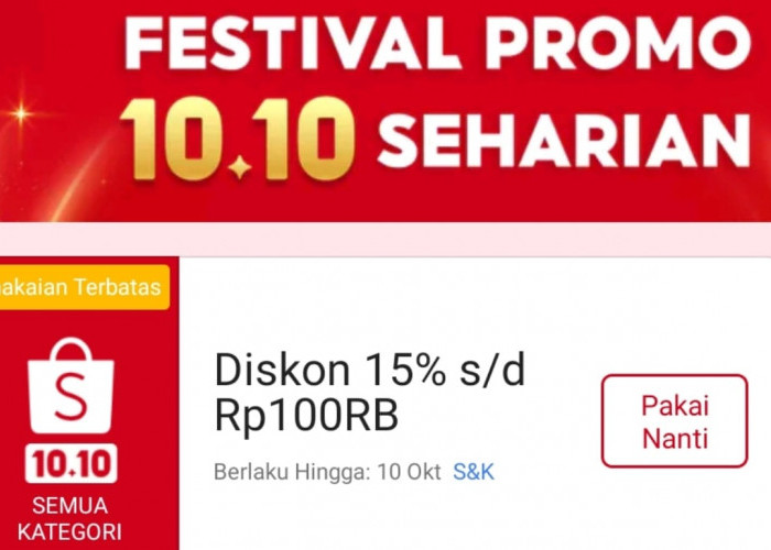 Klaim Sekarang! Dapatkan Diskon Hingga Rp100 Ribu Untuk Semua Kategori di Festival Promo Shopee 10.10
