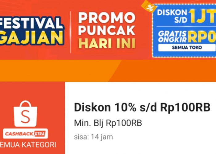 Nikmati Promo Shopee Hari Ini, Cashback Ekstra 10 Persen Sampai Dengan Rp100 Ribu, Klaim Sekarang!