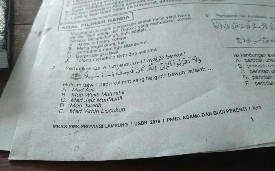 Ada Satu Soal USBN SMK yang Keliru