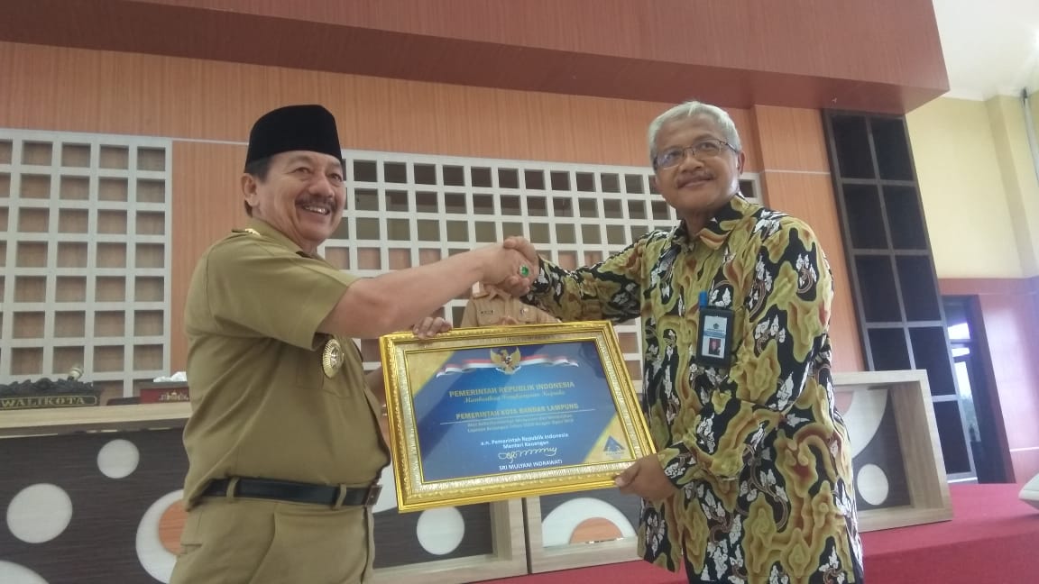 Lima Kali Beruntun Dapat WTP, Pemkot Bandarlampung Raih Penghargaan dari Kemenkeu RI