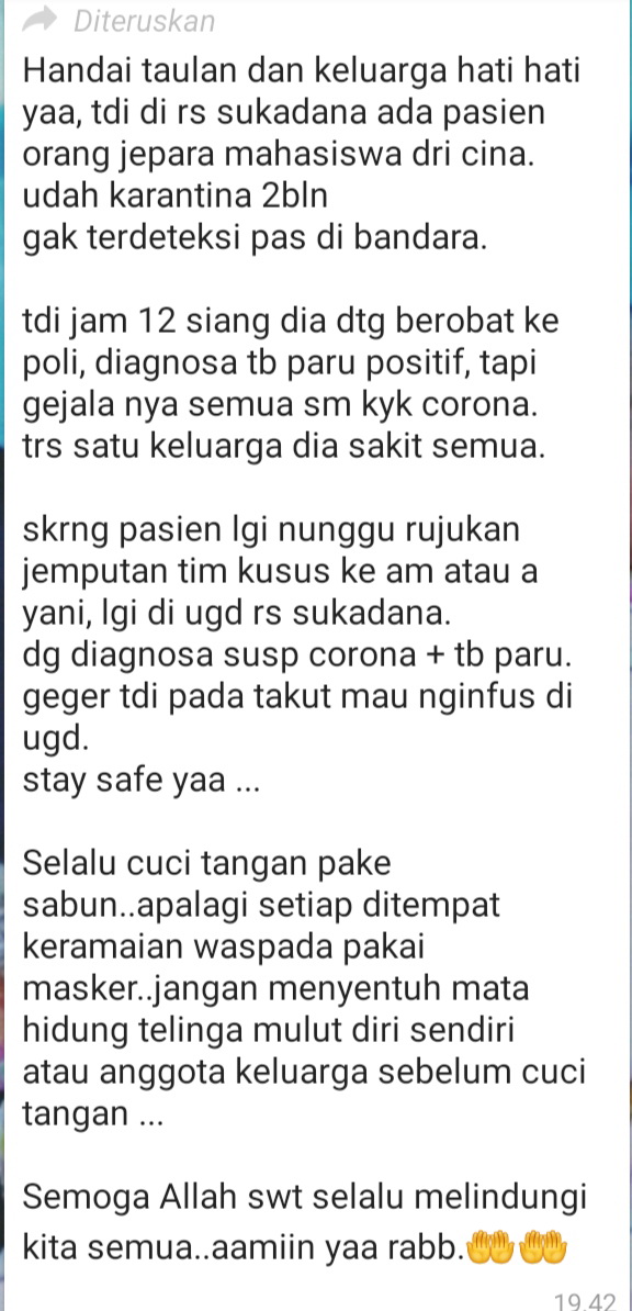 Pesan Berantai Ada Warga Terkena Virus Corona di Lamtim, Ini Penjelasannya!