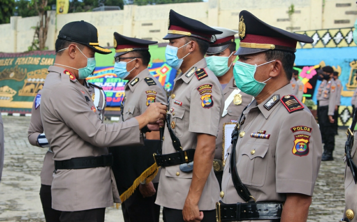 Sertijab Empat Perwira, Kapolres Tanggamus Tekankan Pencegahan Covid-19