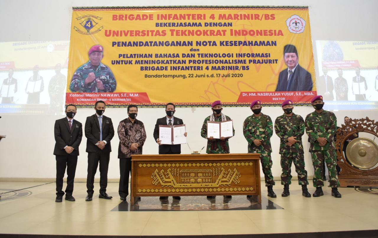 Tingkatkan Kemampuan SDM Prajurit, Brigif 4 Marinir/BS Jalin Kerja Sama dengan Universitas Teknokrat
