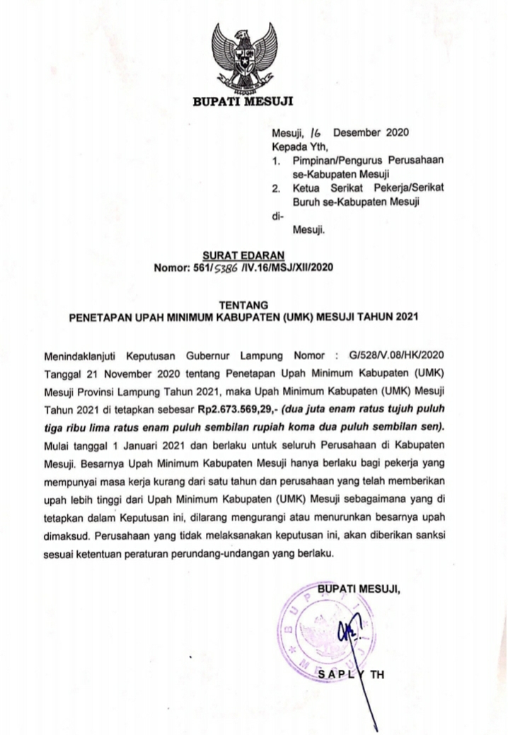 Sosialisasikan Penetapan UMK Mesuji