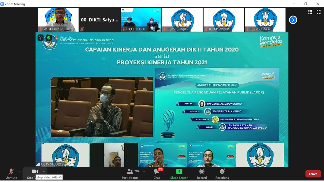 Dua Perguruan Tinggi di Lampung Raih Penghargaan DIKTI