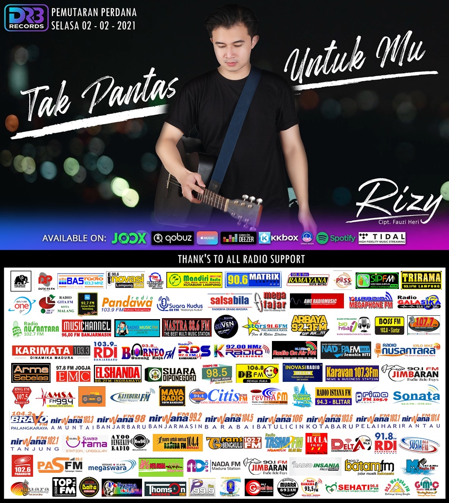 Lagu Rizy Tak Pantas Untukmu Diputar Serentak di Radio se-Indonesia