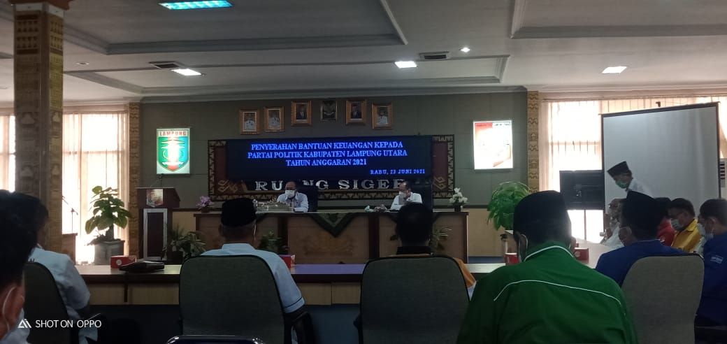 Ini Jumlah Bantuan yang Diberikan Pemkab Lampura kepada 12 Parpol