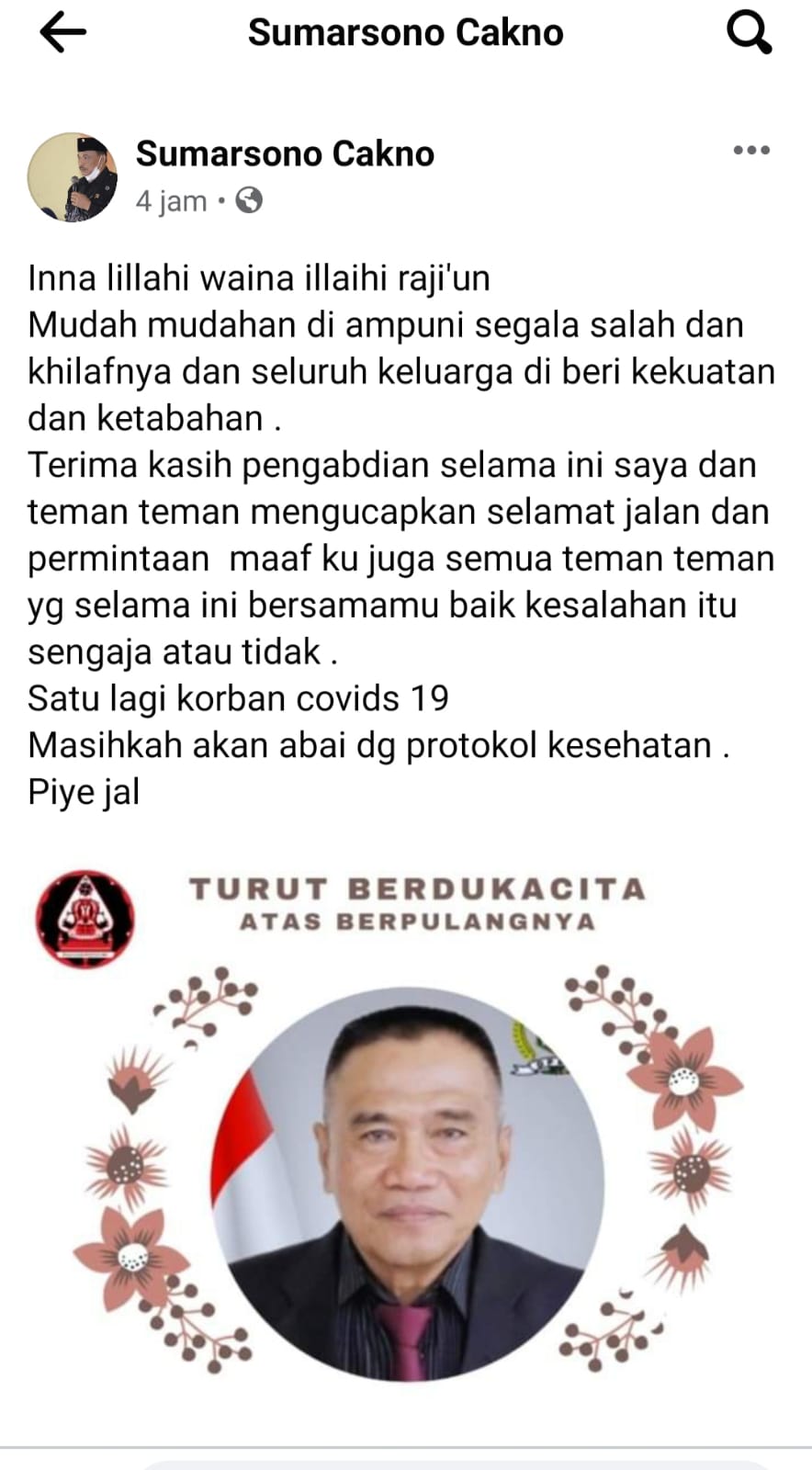 Satu Anggota DPRD Lamteng Meninggal Dikabarkan karena Covid-19