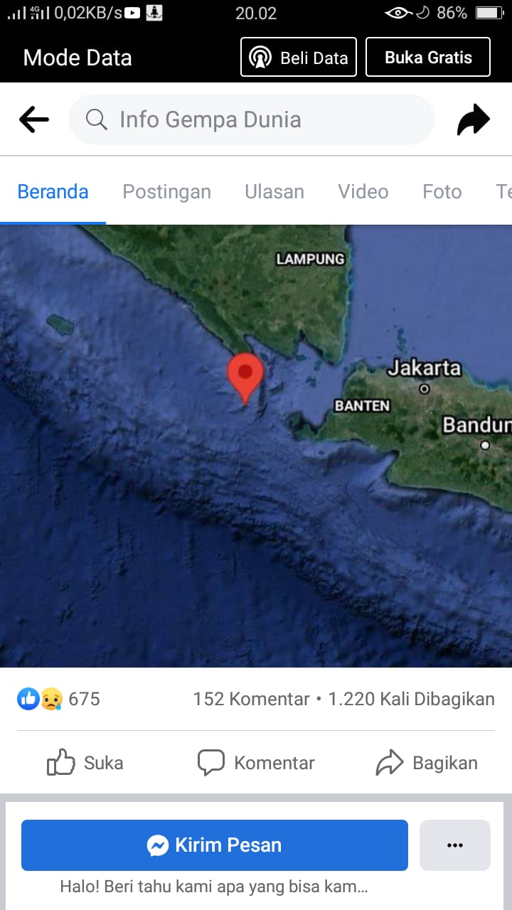 Gempa Bumi Tanggamus Curi Perhatian Dunia Maya
