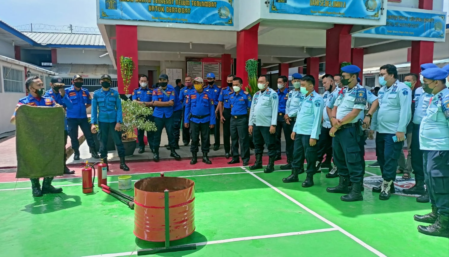 Rutan Kotaagung Gelar Simulasi Penanganan Kebakaran