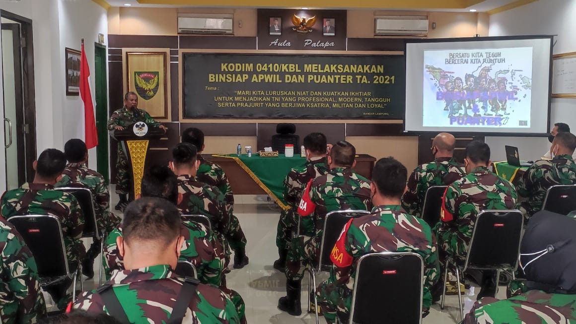 Tingkatkan Kwalitas Prajurit, Kodim 0410/KBL Gelara Binsiap Apwil dan Puanter