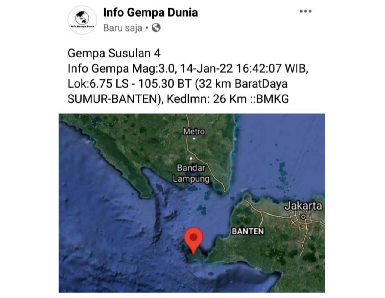 Gempa Banten Terasa Hingga Pringsewu