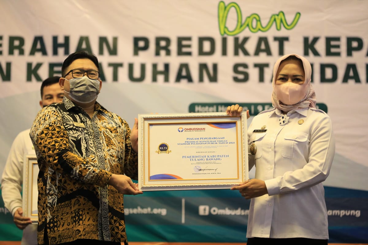 Pemkab Tuba Raih Nilai Tertinggi Pengelolaan Layanan Publik di Lampung